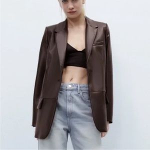 Chocolate Zara Faux Leather Blazer